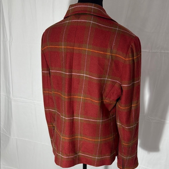 Carlisle Plaid Red Women's Jacket/Blazer 95% Wool 5% Cashmere. Size 10 - Picture 8 of 11